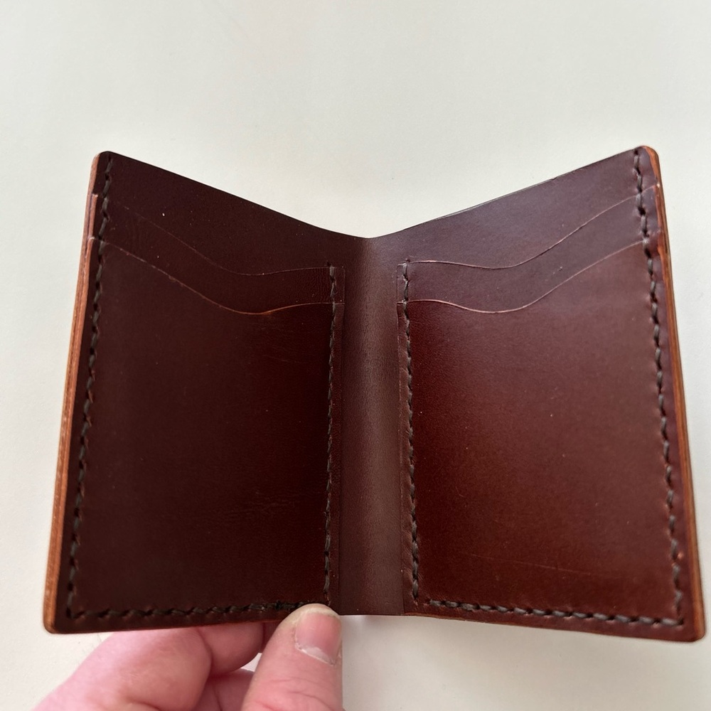 Handmade leather bi-fold wallet